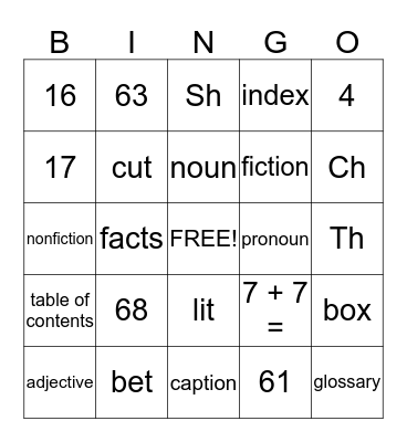 Academic Bingo Card