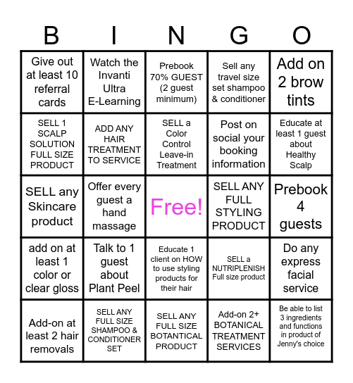 Salon Soleil Aveda AVEDA Bingo Card