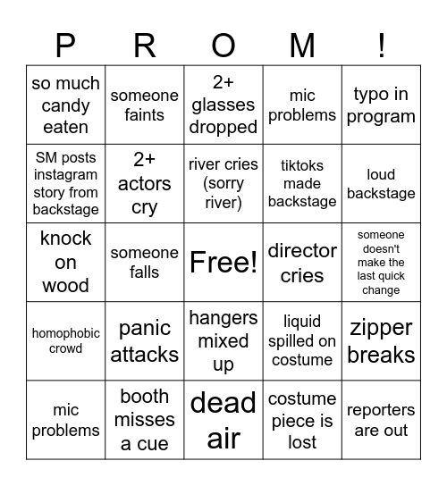 opening night bingo Card