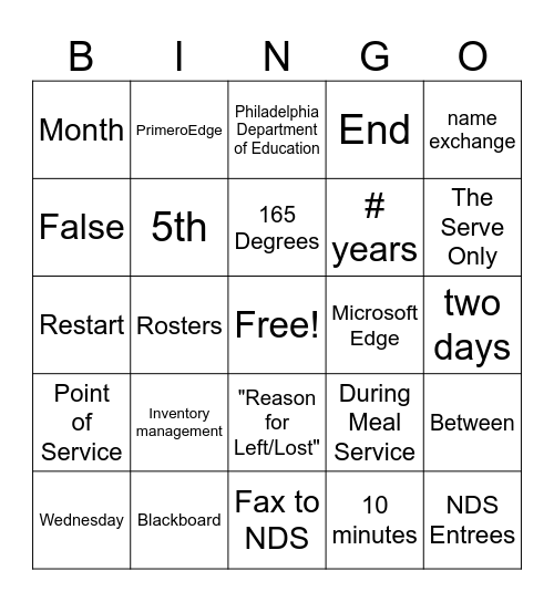 Untitled Bingo Card