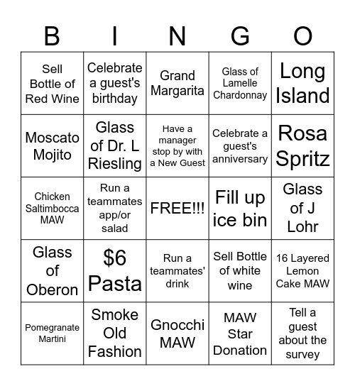 SERVER BINGO Card