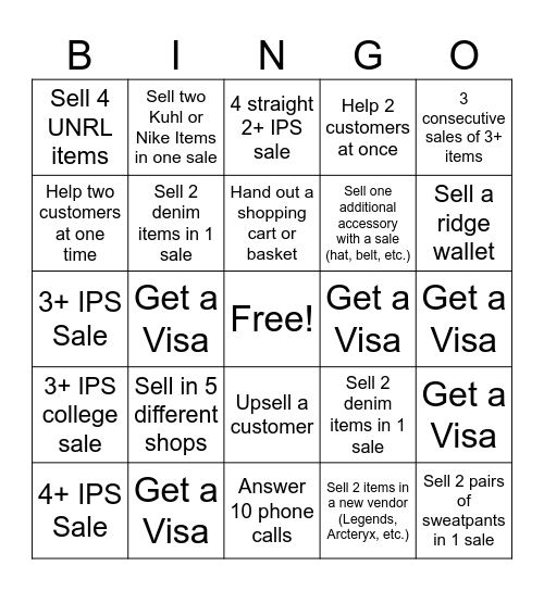 Softlines Bingo Card