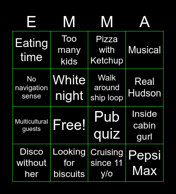 Emma Cruises Bingo Card