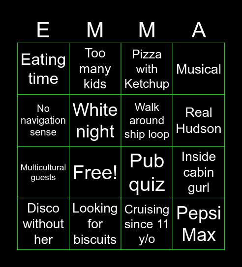 Emma Cruises Bingo Card