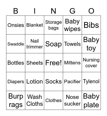 BABY BOARD Bingo Card