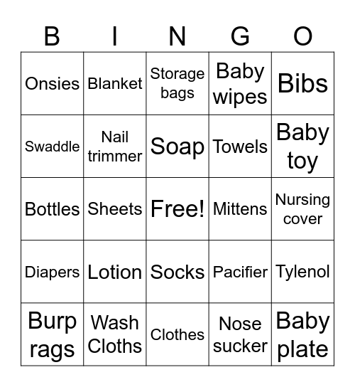 BABY BOARD Bingo Card