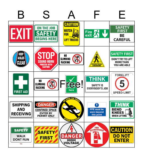 SAFETY BINGO! Bingo Card