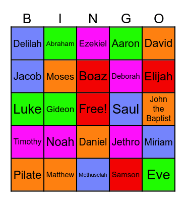 People In The Bible Bingo Card