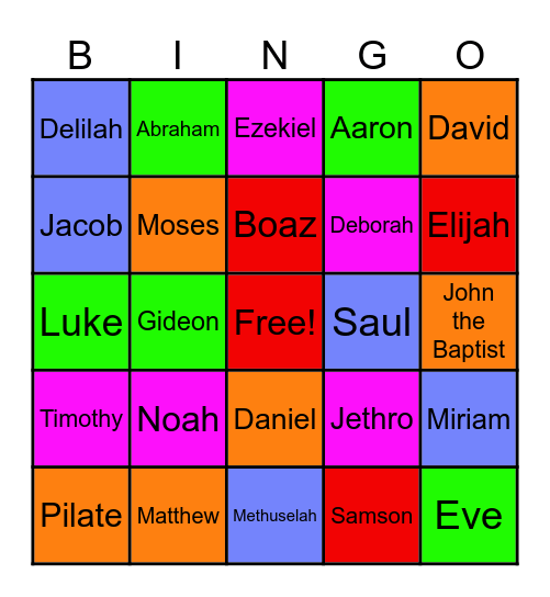 People In The Bible Bingo Card