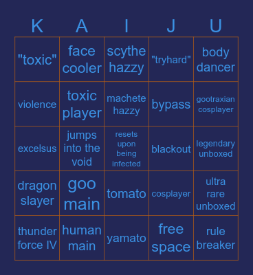 Kaiju Paradise Bingo Card