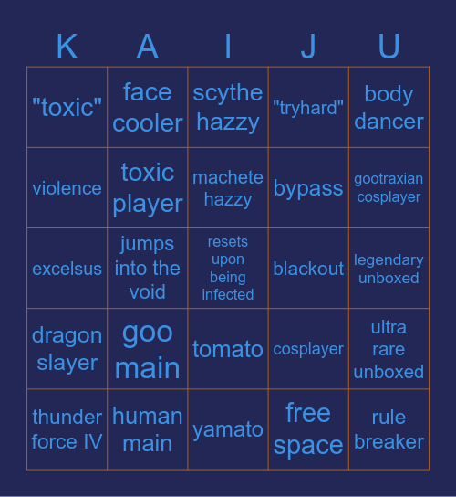 Kaiju Paradise Bingo Card