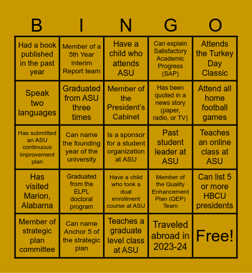 Find Someone Who Bingo Card