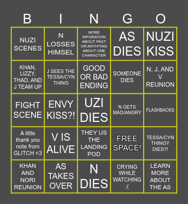 MURDER DRONE EP 8 Bingo Card