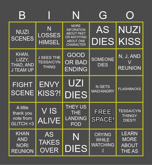 MURDER DRONE EP 8 Bingo Card