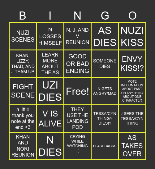 MURDER DRONE EP 8 Bingo Card