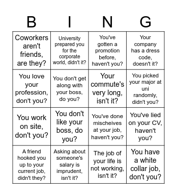 Jobs (ADV 2) Bingo Card