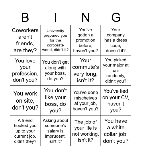 Jobs (ADV 2) Bingo Card