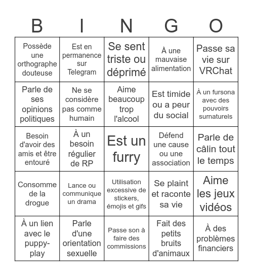 Bingo du Furfag Bingo Card