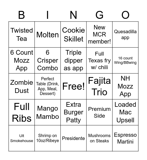 Chilihead Bingo Card