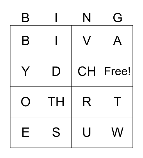 English Class Bingo Card