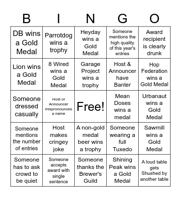 NZBA BINGO Card