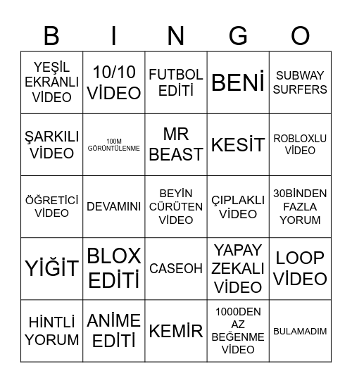 Untitled Bingo Card