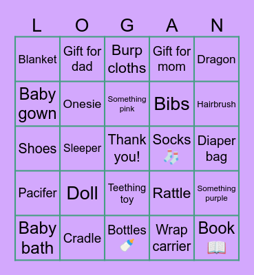 Baby Shower Bingo Card