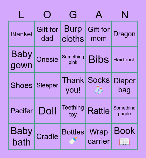 Baby Shower Bingo Card