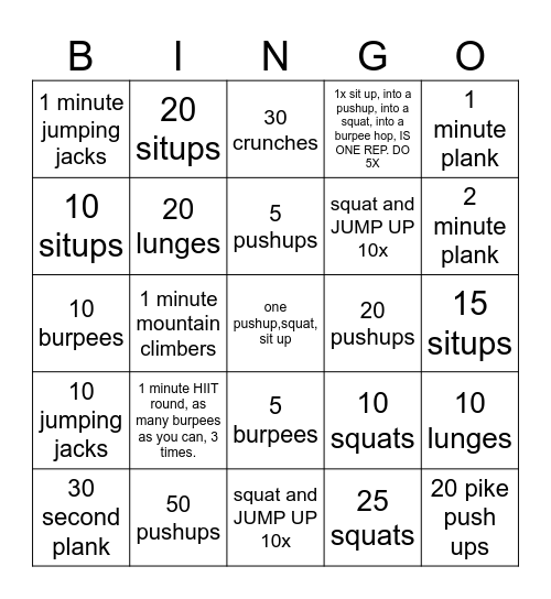 tetris physical bingo Card