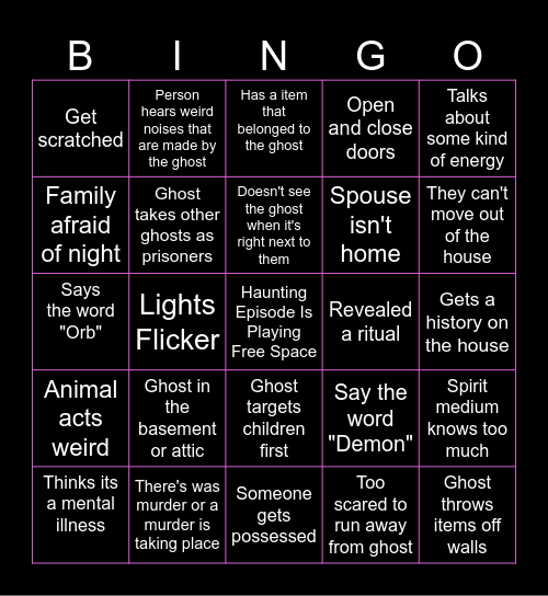 Haunting Bingo Card