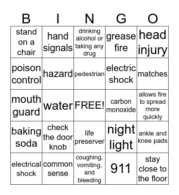 Health Bingo Card