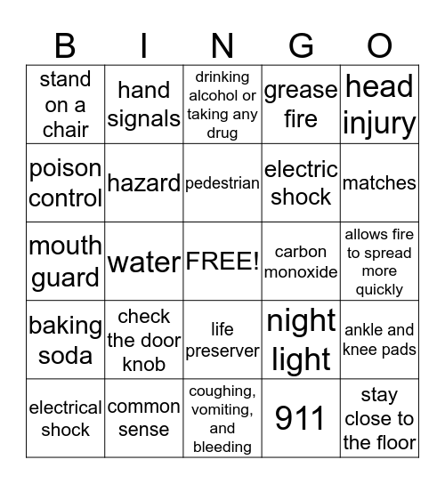 Health Bingo Card