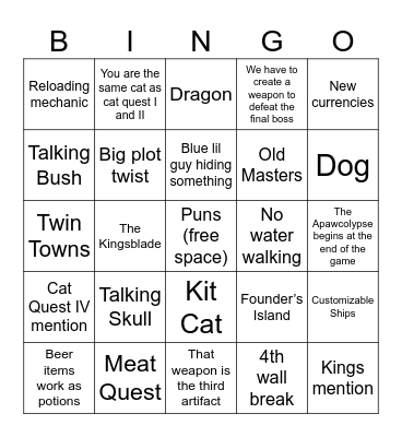 Cat Quest III Predictions Bingo Card