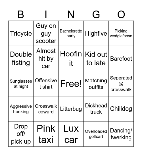 Sloppy joes Bingo Card