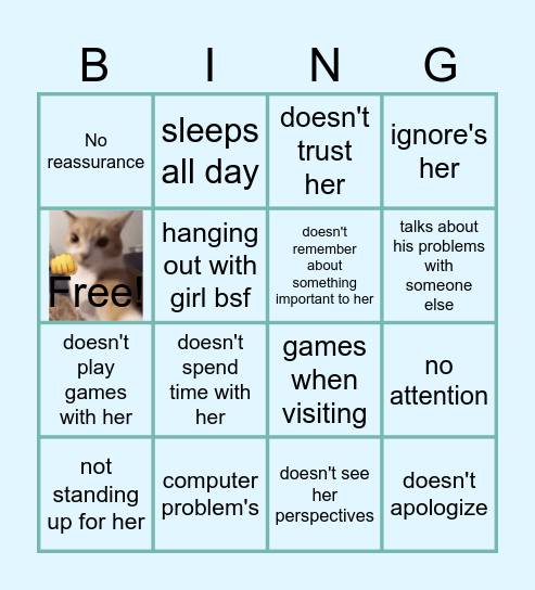 drinna problem's Bingo Card