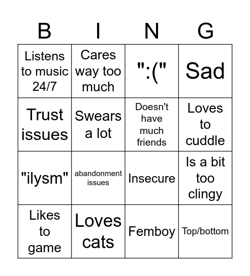 messed up puppy bf Bingo Card