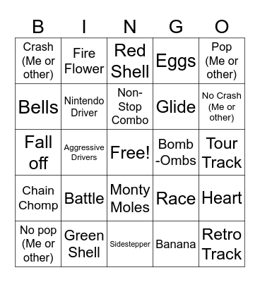 Mario Kart Tour Bingo Card