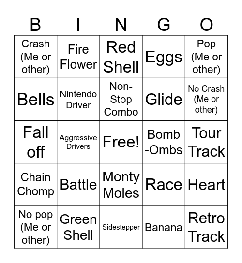 Mario Kart Tour Bingo Card