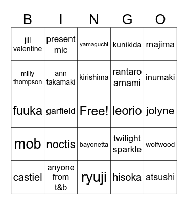 otakon bingo Card