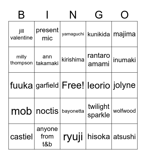 otakon bingo Card