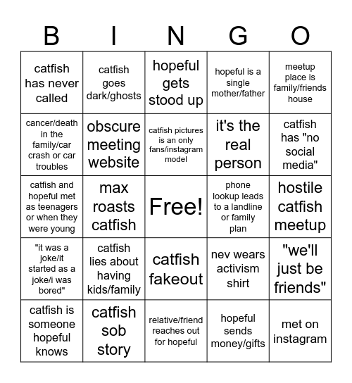 Catfish Bingo Card