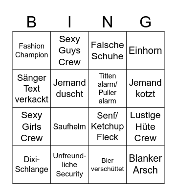 Malle-Party Bingo Card