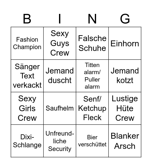Malle-Party Bingo Card