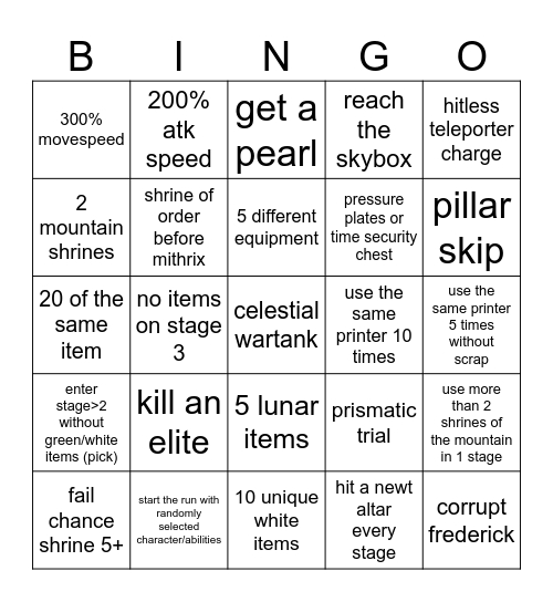 ror :3 Bingo Card