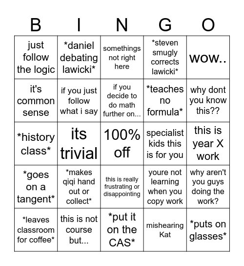 lawicki Bingo Card