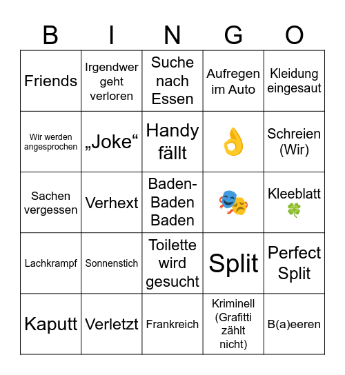 Tag 8 Sommertour Bingo Card