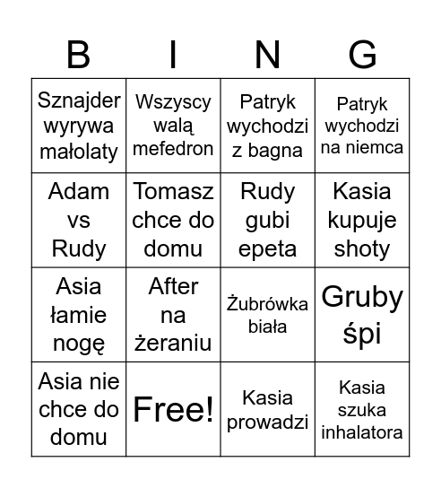 BAGNO BINGO Card