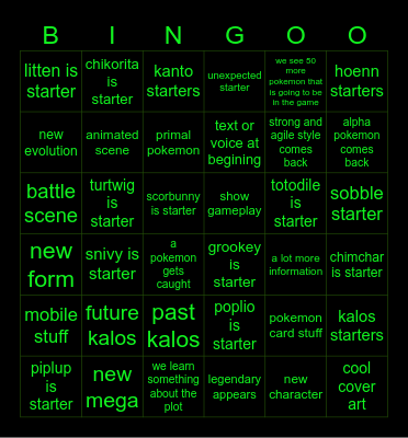 pokemon legend z-a Bingo Card
