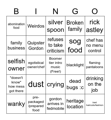 otel ell bingo innit Bingo Card
