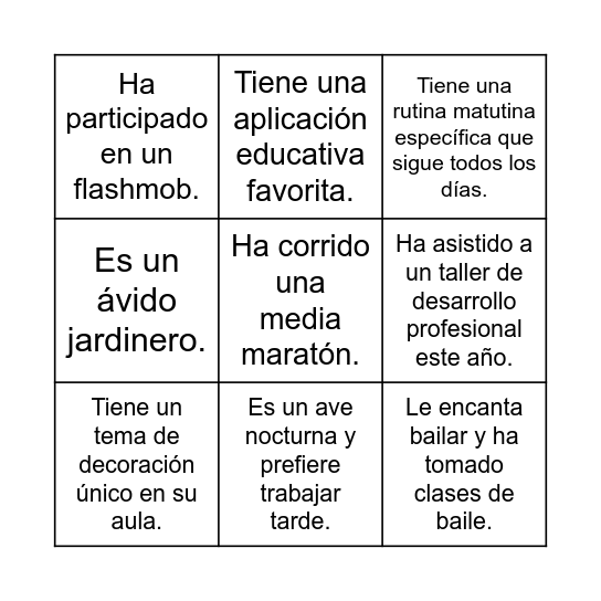 TEACHER BINGO Card